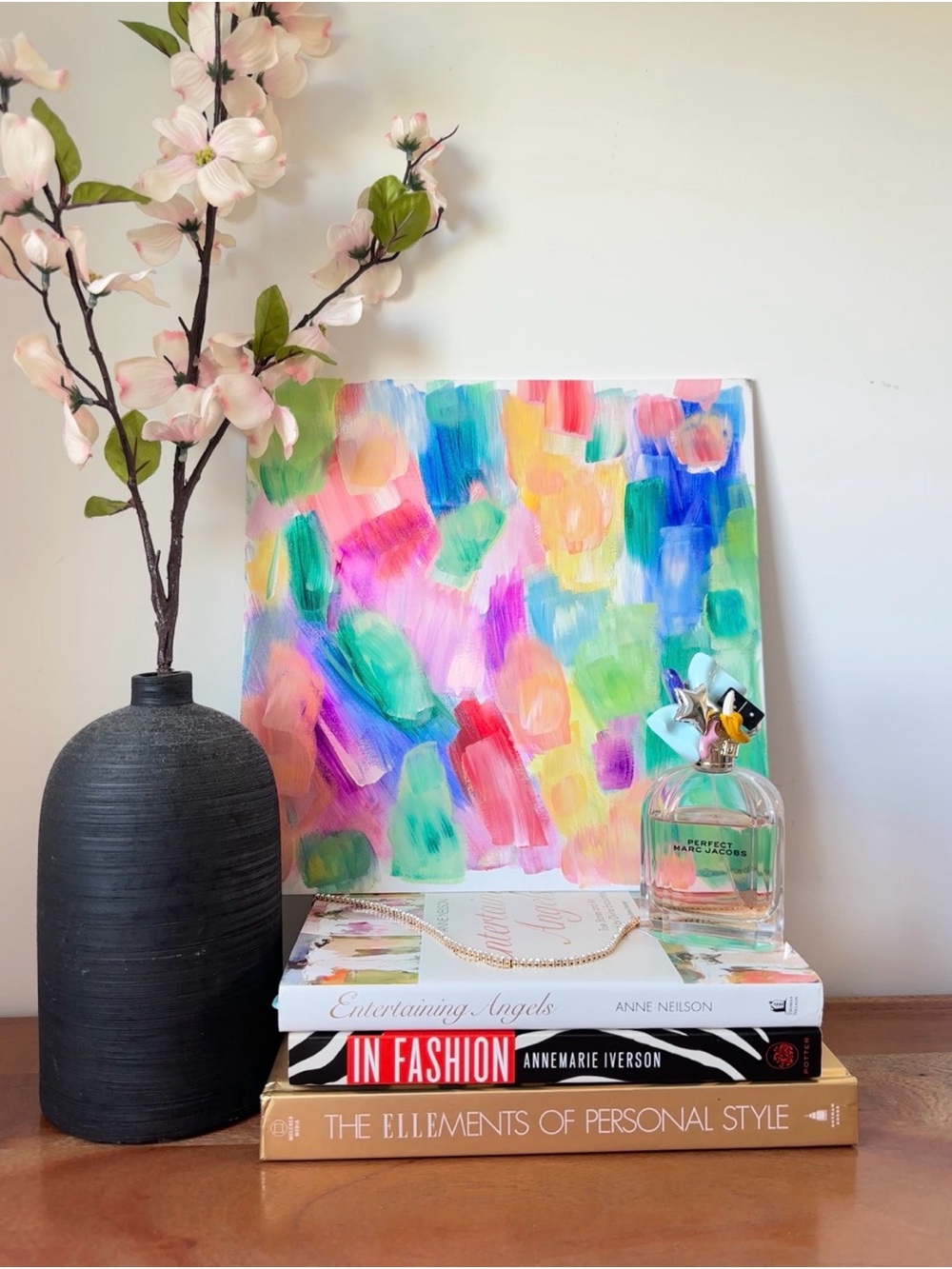 Original Colorful Abstract Painting Modern Pastel Artwork 12x12 Canvas Panel - Picture 3 of 6